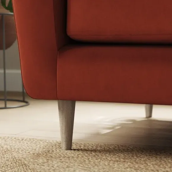2-Seater Sofa with Buttoned Back - Orange, Velvet