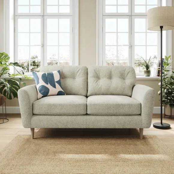 2-Seater Sofa with Buttoned Back - Silver, Chenille