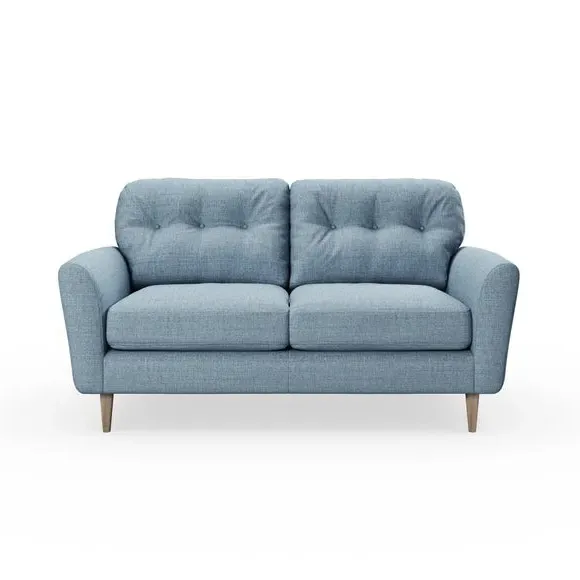 2-Seater Sofa with Buttoned Back - Soft Blue