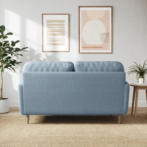 2-Seater Sofa with Buttoned Back - Soft Blue
