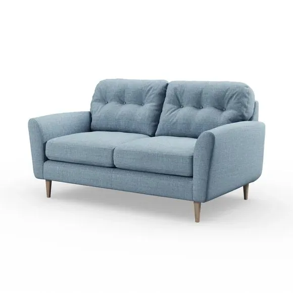 2-Seater Sofa with Buttoned Back - Soft Blue