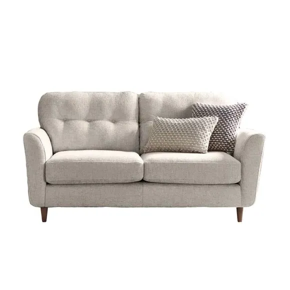 2-Seater Sofa with Buttoned Back - White, Chenille