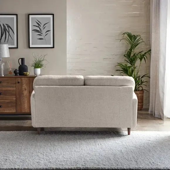 2-Seater Sofa with Buttoned Back - White, Chenille