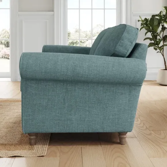 2-Seater Sofa with Curved Arms - Aqua, Chenille