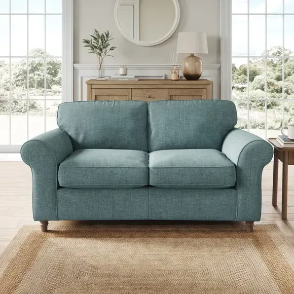 2-Seater Sofa with Curved Arms - Aqua, Chenille image