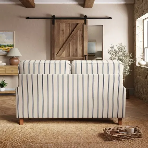 2-Seater Sofa with Curved Arms - Blue, Fabric