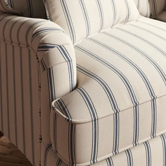 2-Seater Sofa with Curved Arms - Blue, Fabric