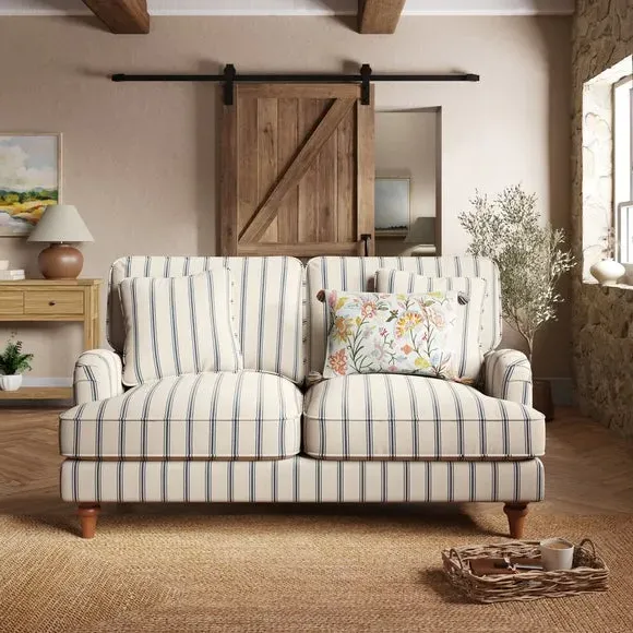 2-Seater Sofa with Curved Arms - Blue, Fabric image