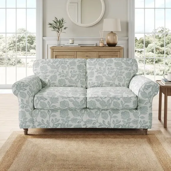 2-Seater Sofa with Curved Arms - Blue, Fabric image
