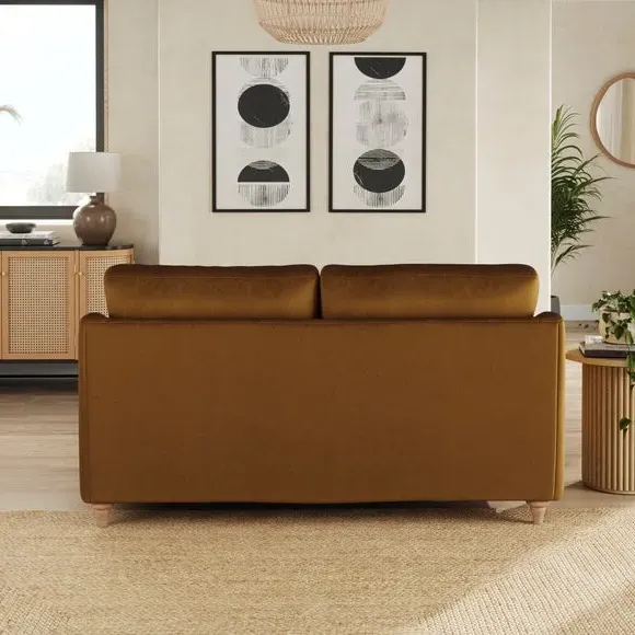 2-Seater Sofa with Curved Arms - Caramel, Velvet