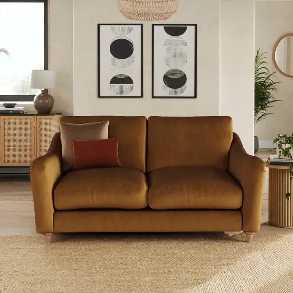 2-Seater Sofa with Curved Arms - Caramel, Velvet image