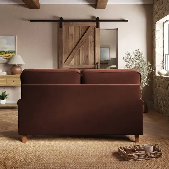 2-Seater Sofa with Curved Arms - Chestnut, Velvet