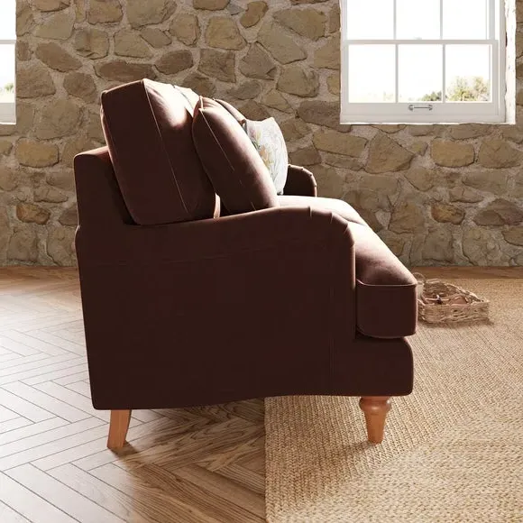 2-Seater Sofa with Curved Arms - Chestnut, Velvet