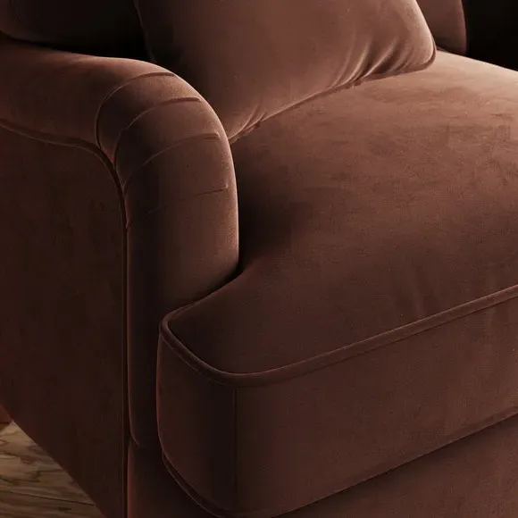 2-Seater Sofa with Curved Arms - Chestnut, Velvet