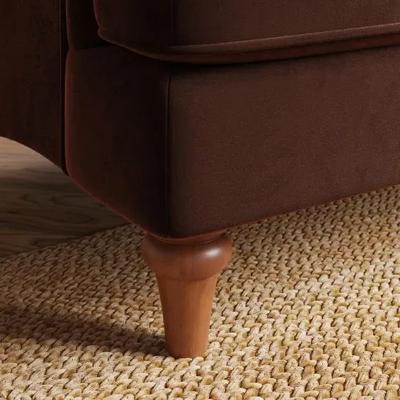 2-Seater Sofa with Curved Arms - Chestnut, Velvet