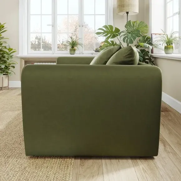 2-Seater Sofa with Curved Arms - Dark Olive, Velvet