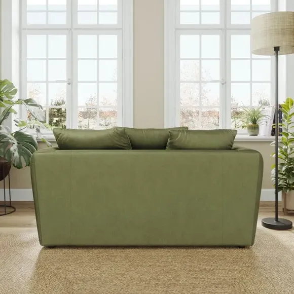 2-Seater Sofa with Curved Arms - Dark Olive, Velvet