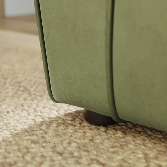 2-Seater Sofa with Curved Arms - Dark Olive, Velvet