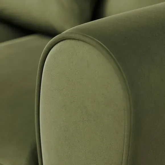 2-Seater Sofa with Curved Arms - Dark Olive, Velvet