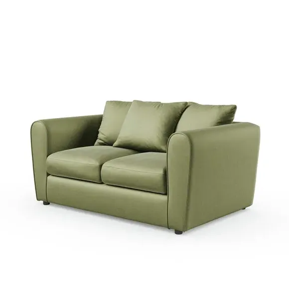 2-Seater Sofa with Curved Arms - Dark Olive, Velvet