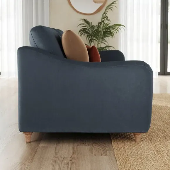 2-Seater Sofa with Curved Arms - Denim, Velvet