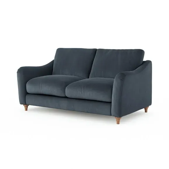 2-Seater Sofa with Curved Arms - Denim, Velvet