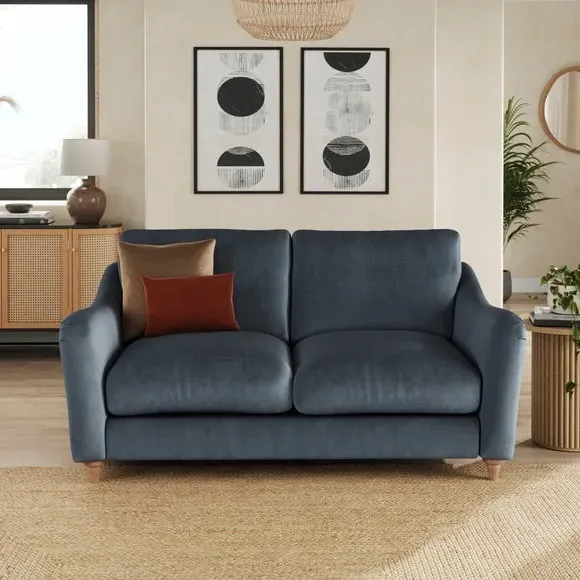 2-Seater Sofa with Curved Arms - Denim, Velvet