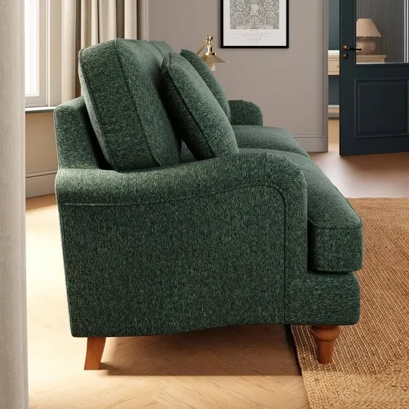 2-Seater Sofa with Curved Arms - Green, Chenille
