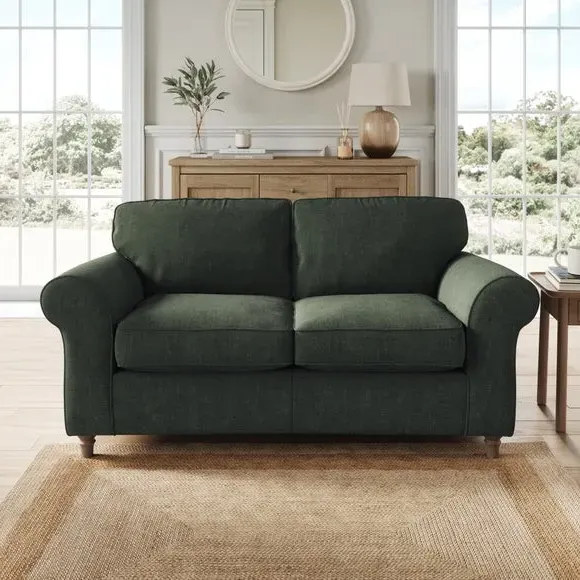 2-Seater Sofa with Curved Arms - Green, Chenille
