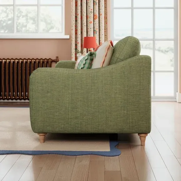 2-Seater Sofa with Curved Arms - Green, Faux Linen