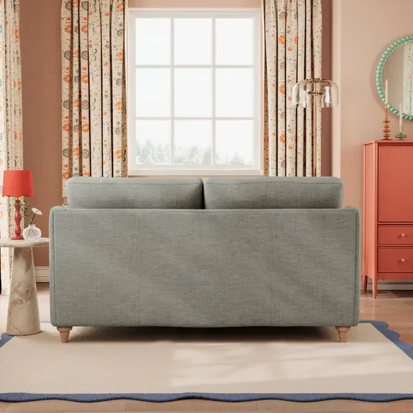 2-Seater Sofa with Curved Arms - Grey, Faux Linen