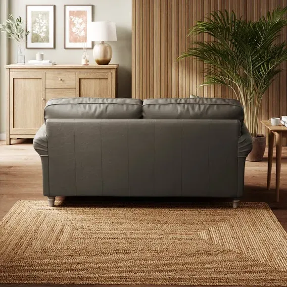 2-Seater Sofa with Curved Arms - Grey, Leather