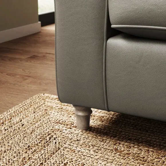 2-Seater Sofa with Curved Arms - Grey, Leather
