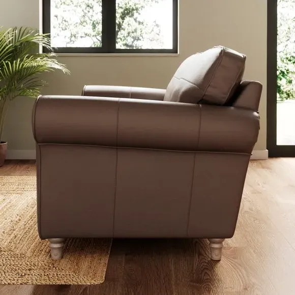 2-Seater Sofa with Curved Arms - Mocha, Leather