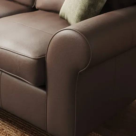 2-Seater Sofa with Curved Arms - Mocha, Leather