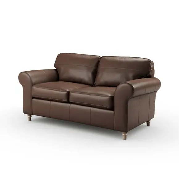 2-Seater Sofa with Curved Arms - Mocha, Leather