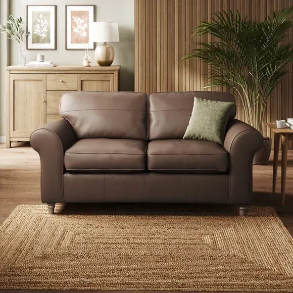 2-Seater Sofa with Curved Arms - Mocha, Leather