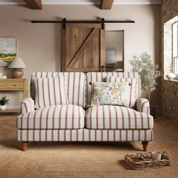 2-Seater Sofa with Curved Arms - Mulberry, Fabric