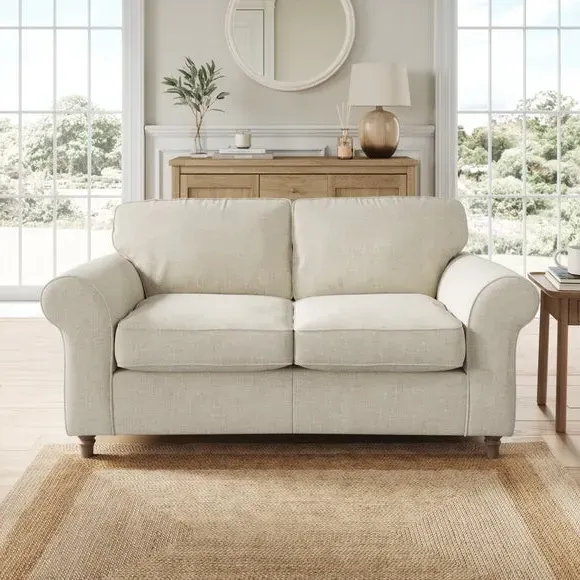 2-Seater Sofa with Curved Arms - Natural, Chenille