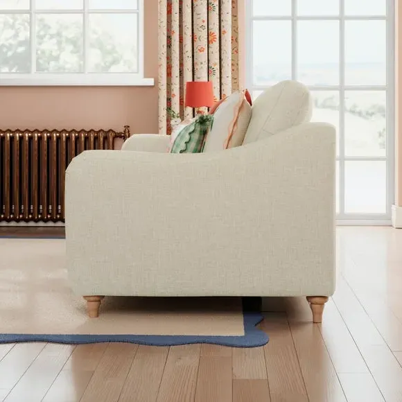 2-Seater Sofa with Curved Arms - Natural, Faux Linen