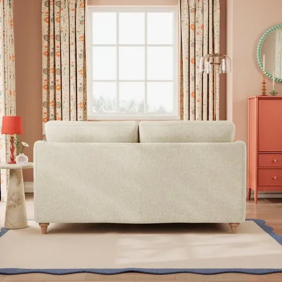 2-Seater Sofa with Curved Arms - Natural, Faux Linen