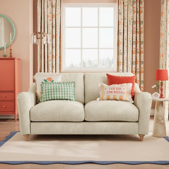 2-Seater Sofa with Curved Arms - Natural, Faux Linen