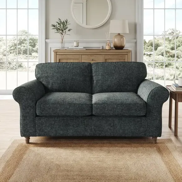 2-Seater Sofa with Curved Arms - Navy, Chenille