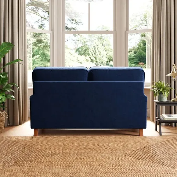 2-Seater Sofa with Curved Arms - Navy, Velvet