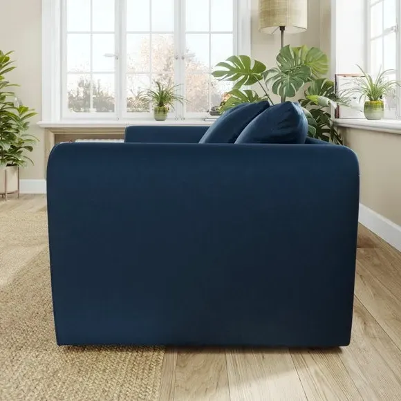 2-Seater Sofa with Curved Arms - Navy, Velvet