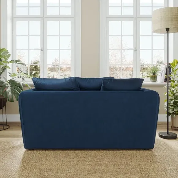 2-Seater Sofa with Curved Arms - Navy, Velvet