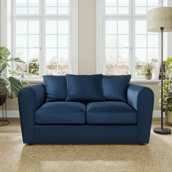 2-Seater Sofa with Curved Arms - Navy, Velvet