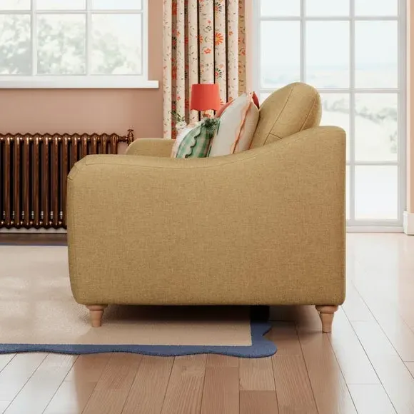 2-Seater Sofa with Curved Arms - Ochre, Faux Linen