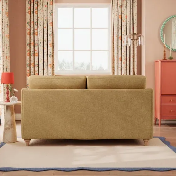 2-Seater Sofa with Curved Arms - Ochre, Faux Linen