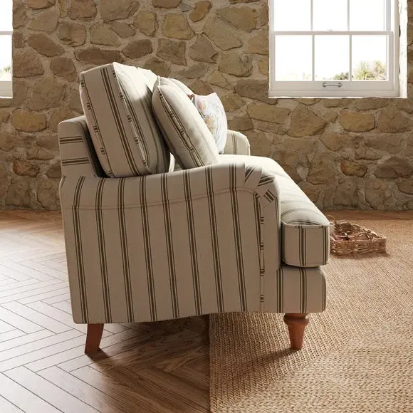 2-Seater Sofa with Curved Arms - Olive, Fabric